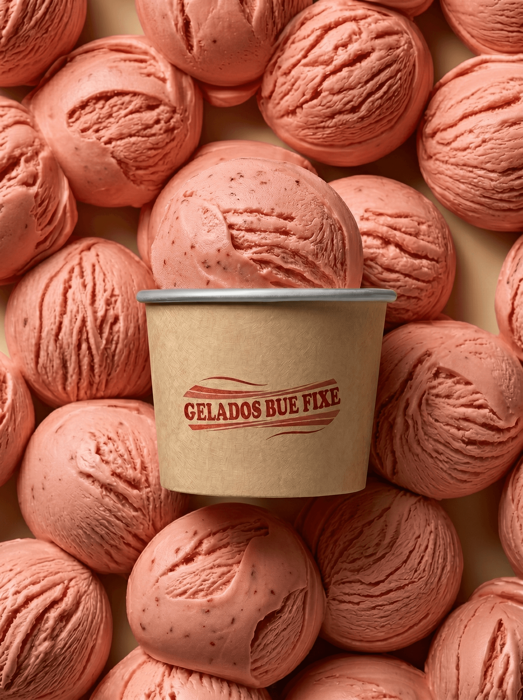 Bolas de gelado de morango